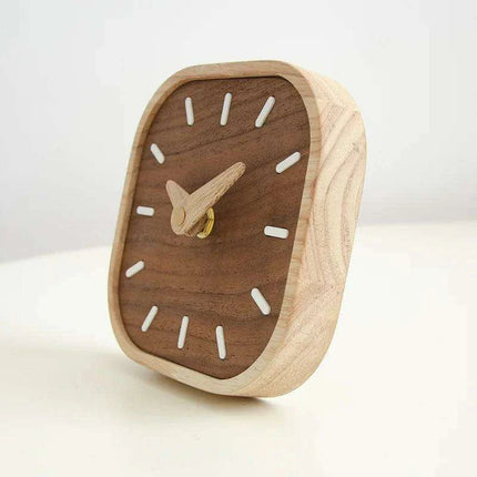 Elegant Black Walnut Table Clock - Modern Scandinavian Design..