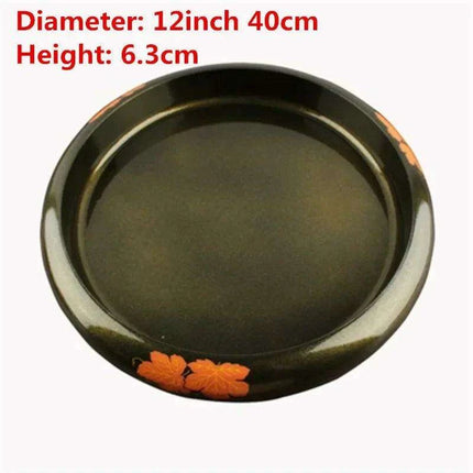 Elegant Blossom Artisan Sushi and Sashimi Serving Platter - Black and Gold Floral Design - Très Elite