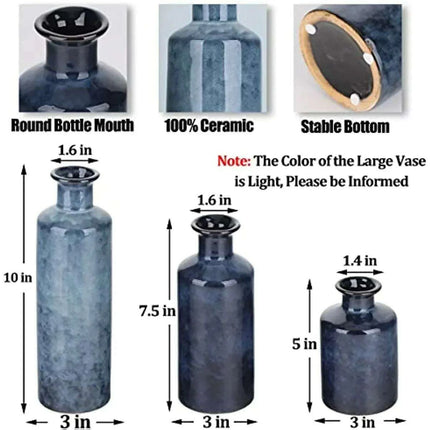 Elegant Blue Ceramic Vases Trio for Stylish Home Enhancement - Très Elite