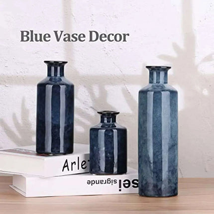 Elegant Blue Ceramic Vases Trio for Stylish Home Enhancement - Très Elite