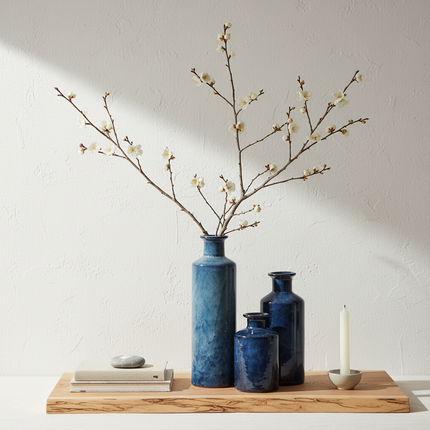 Elegant Blue Ceramic Vases Trio for Stylish Home Enhancement - Très Elite