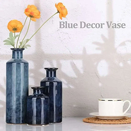 Elegant Blue Ceramic Vases Trio for Stylish Home Enhancement - Très Elite