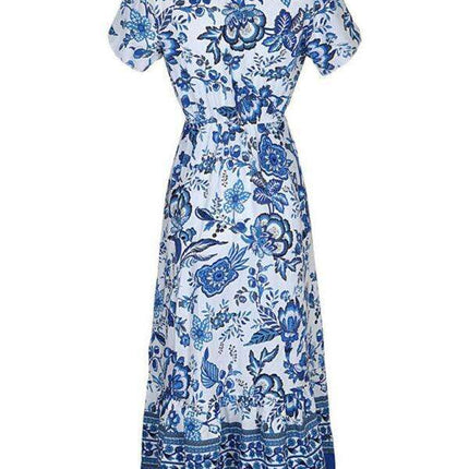 Elegant Blue Floral Summer Dress for Effortless Chic