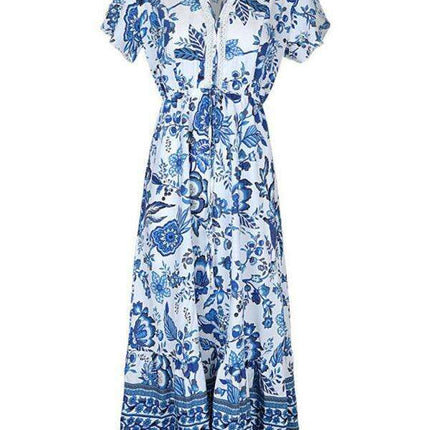 Elegant Blue Floral Summer Dress for Effortless Chic