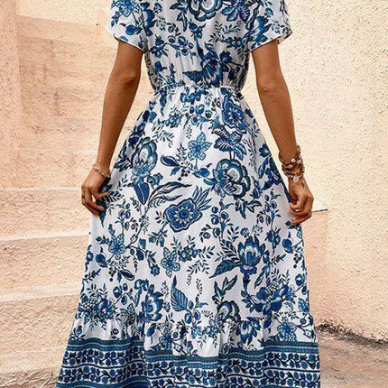 Elegant Blue Floral Summer Dress for Effortless Chic
