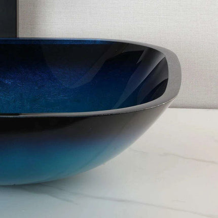 Elegant Blue Glass Bathroom Sink Set with Waterfall and Stream Faucet - Chic Home Upgrade - Très Elite- Très Elite