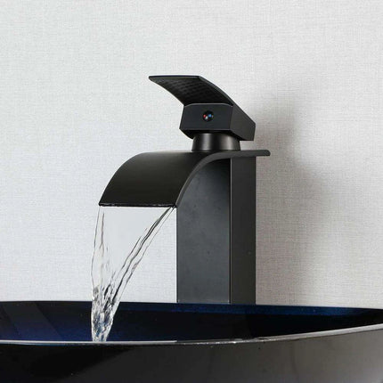 Elegant Blue Glass Bathroom Sink Set with Waterfall and Stream Faucet - Chic Home Upgrade - Très Elite- Très Elite