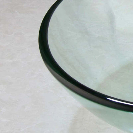 Elegant Blue Glass Vessel Sink Ensemble with Waterfall Faucet..