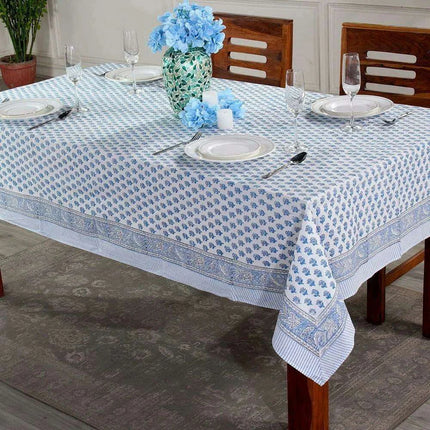 Elegant Blue-Green Floral Leaf Design Waterproof Table Cover- Très Elite- Très Elite