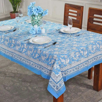 Elegant Blue-Green Floral Leaf Design Waterproof Table Cover- Très Elite- Très Elite