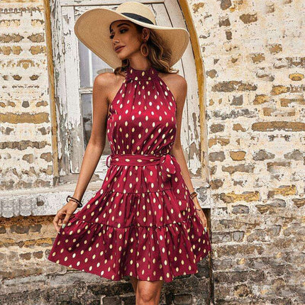 Elegant Blue Halterneck Dress for Effortless Summer Style - Très Elite
