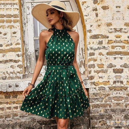 Elegant Blue Halterneck Dress for Effortless Summer Style - Très Elite