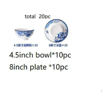 Elegant Blue and White Porcelain Dining Collection: Elevate Your Dining Experience with Timeless Charm..