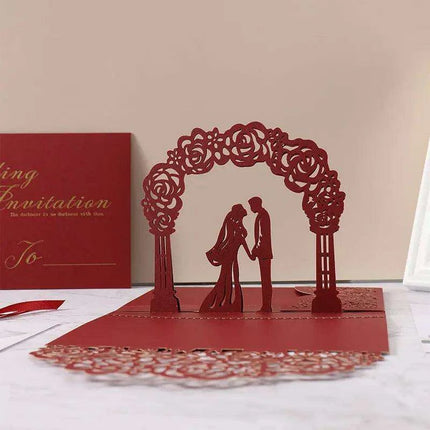 Elegant Blush Pink 3D Pop-Up Wedding Invite Set - 50 Count - Très Elite