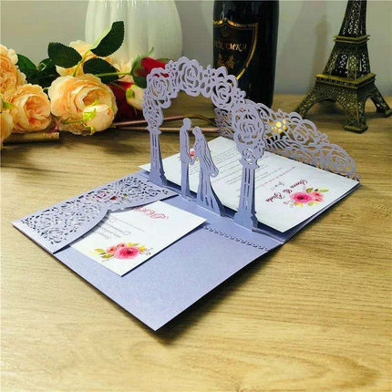 Elegant Blush Pink 3D Pop-Up Wedding Invite Set - 50 Count - Très Elite