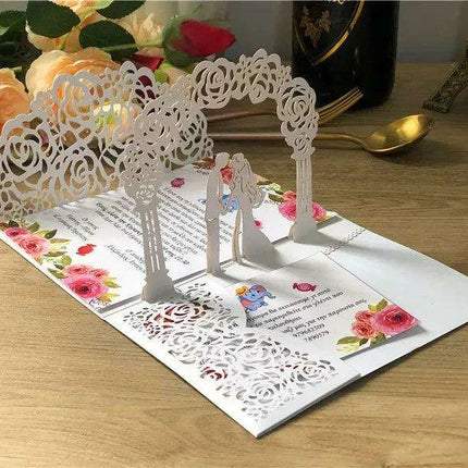 Elegant Blush Pink 3D Pop-Up Wedding Invite Set - 50 Count..