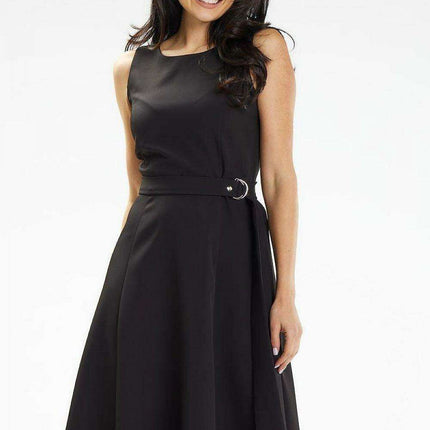 Elegant Boat Neck Midi Dress with Belt - Ideal for Any Occasion
