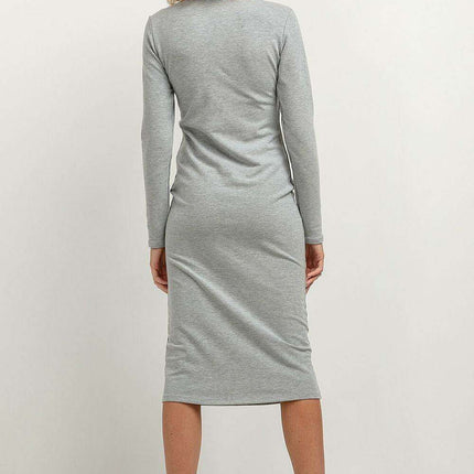 Elegant Boat Neck Midi Dress with Refined Hem Accents - Très Elite