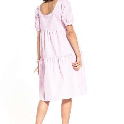 Elegant Boatneck Cotton Midi Dress - Très Elite
