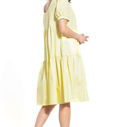 Elegant Boatneck Cotton Midi Dress - Très Elite