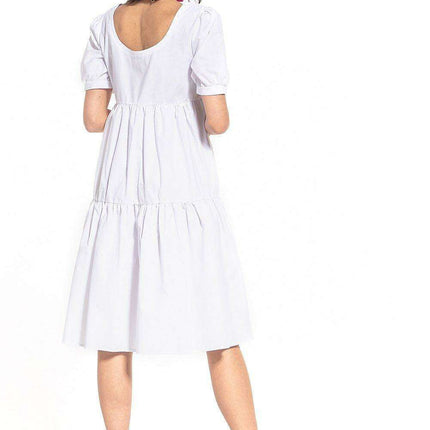 Elegant Boatneck Cotton Midi Dress - Très Elite