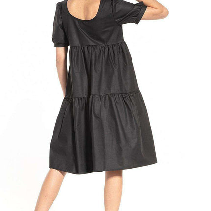 Elegant Boatneck Cotton Midi Dress - Très Elite
