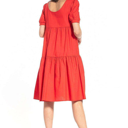 Elegant Boatneck Cotton Midi Dress - Très Elite