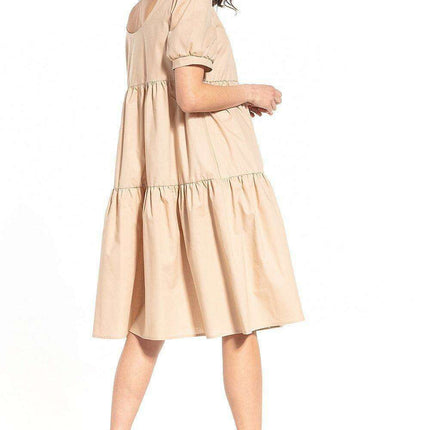 Elegant Boatneck Cotton Midi Dress - Très Elite