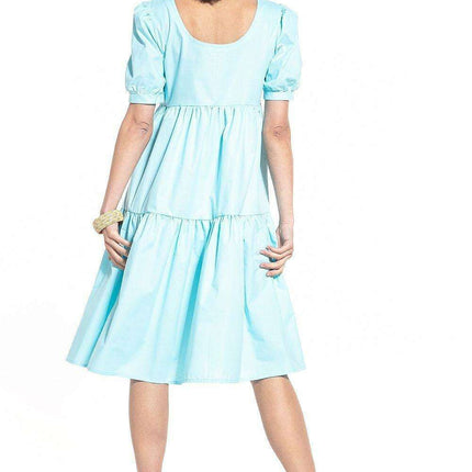 Elegant Boatneck Cotton Midi Dress - Très Elite