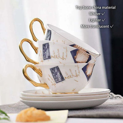 Elegant Bone China Tea and Coffee Service - Premium Porcelain Teapot, Creamer, Sugar Bowl, and Cups for Luxurious Teatime Gatherings - Très Elite