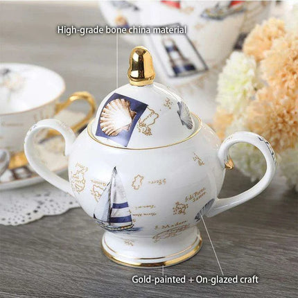 Elegant Bone China Tea and Coffee Service - Premium Porcelain Teapot, Creamer, Sugar Bowl, and Cups for Luxurious Teatime Gatherings - Très Elite