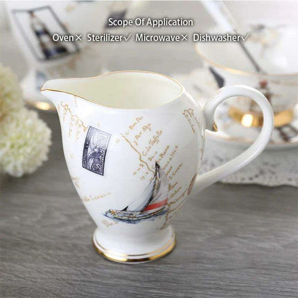 Elegant Bone China Tea and Coffee Service - Premium Porcelain Teapot, Creamer, Sugar Bowl, and Cups for Luxurious Teatime Gatherings - Très Elite