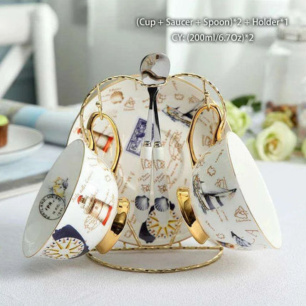 Elegant Bone China Tea and Coffee Service - Premium Porcelain Teapot, Creamer, Sugar Bowl, and Cups for Luxurious Teatime Gatherings - Très Elite