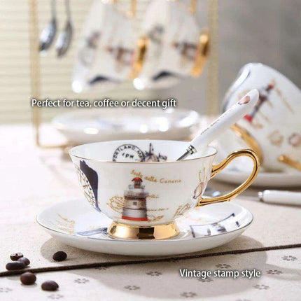 Elegant Bone China Tea and Coffee Service - Premium Porcelain Teapot, Creamer, Sugar Bowl, and Cups for Luxurious Teatime Gatherings - Très Elite
