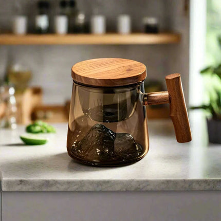 Elegant Borosilicate Glass Tea Mug with Infuser for Exceptional Brewing Delight - Très Elite