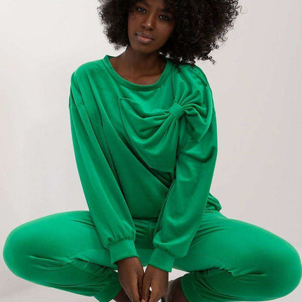 Elegant Bow Detail Velour Lounge Set Italy Moda Women - Très Elite