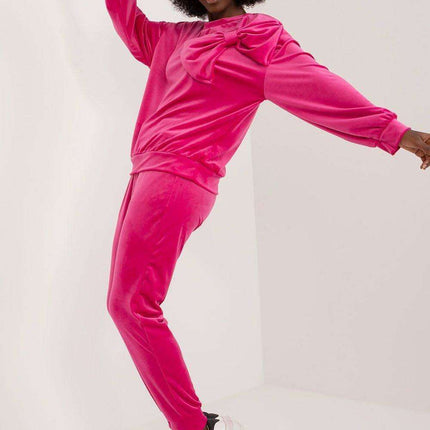 Elegant Bow Detail Velour Lounge Set Italy Moda Women - Très Elite