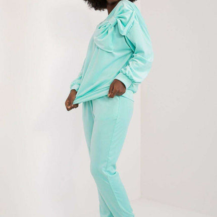 Elegant Bow Detail Velour Lounge Set Italy Moda Women - Très Elite