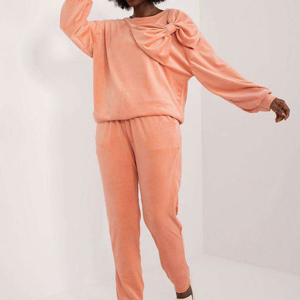 Elegant Bow Detail Velour Lounge Set Italy Moda Women - Très Elite