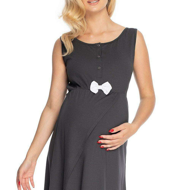 Elegant Bow Maternity & Nursing Nightgown for Comfort and Style