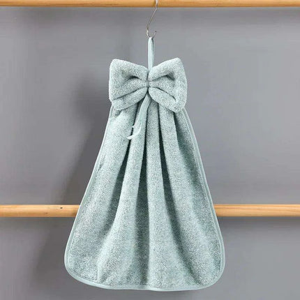 Elegant Bowknot Coral Velvet Hand Towels - Chic and Functional Home Essentials - Très Elite