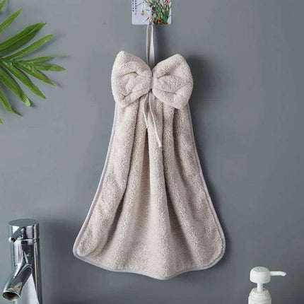 Elegant Bowknot Coral Velvet Hand Towels - Chic and Functional Home Essentials - Très Elite