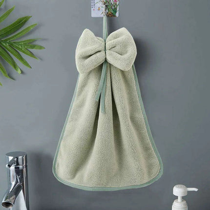 Elegant Bowknot Coral Velvet Hand Towels - Chic and Functional Home Essentials - Très Elite