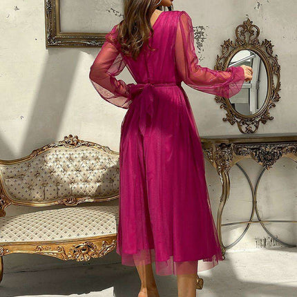 Elegant Brocade Mesh Midi Dress - Très Elite