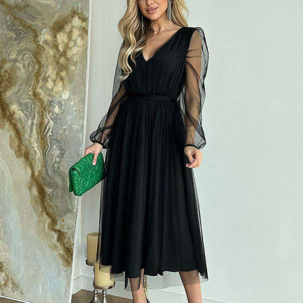 Elegant Brocade Mesh Midi Dress - Très Elite