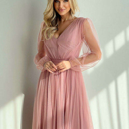 Elegant Brocade Mesh Midi Dress - Très Elite