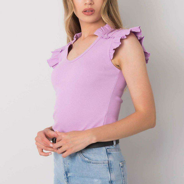 Elegant Butterfly Sleeve Cotton Blend Top