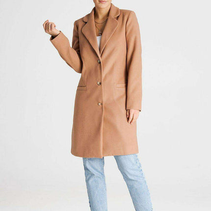 Elegant Button-Down Knee-Length Winter Coat