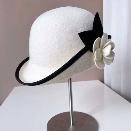 Elegant Camellia Wool Felt Top Hat - Women's Autumn/Winter Fashion Essential - Très Elite