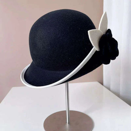 Elegant Camellia Wool Felt Top Hat - Women's Autumn/Winter Fashion Essential - Très Elite